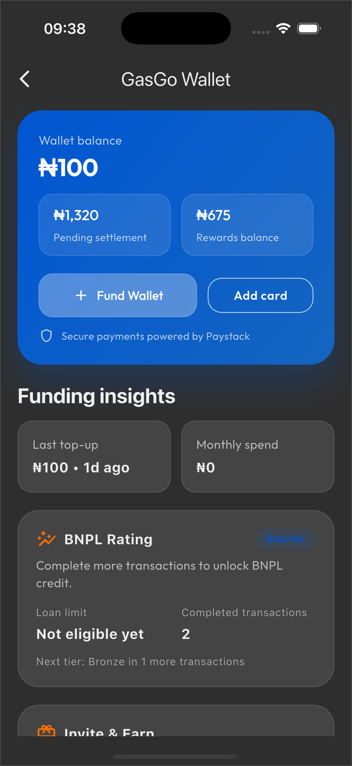 Wallet activity screen
